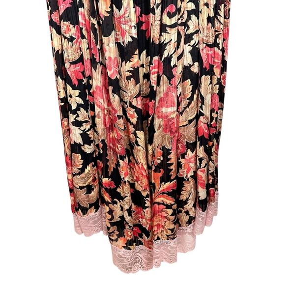 NEW Free People Primmy Midi Black Floral Chiffon Pink Lace Resort Boho Dress XL - Picture 8 of 16